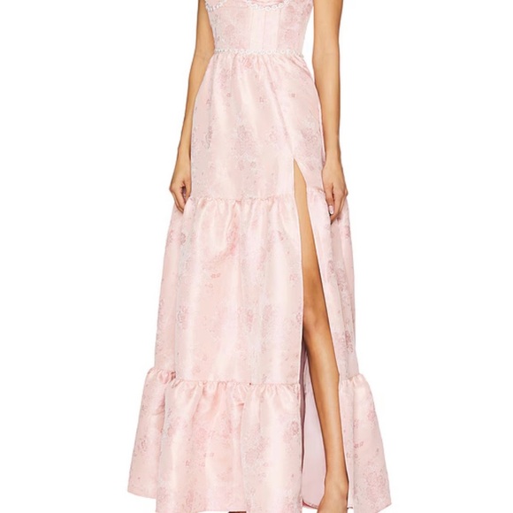 V. Chapman Lucetta Gown in Light Pink Windsor Brocade - Picture 3 of 7